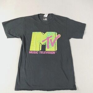 MTV Music Television Shirt Mens Small Black Retro Graphic Tee 80s Style‎ Classic